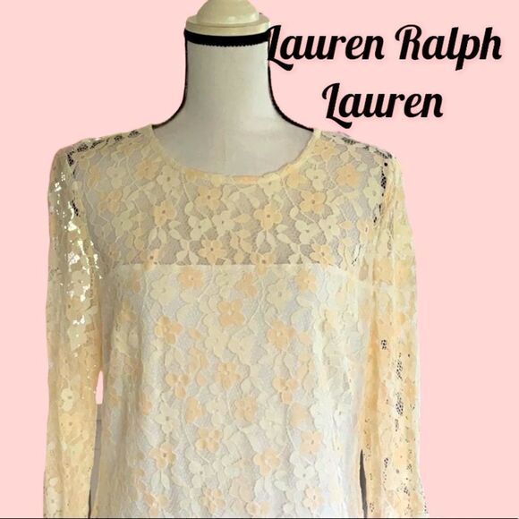 RALPH LAUREN NWT FLORAL LACE DRESS WHITE/ROSE SIZE 14 - Picture 5 of 8